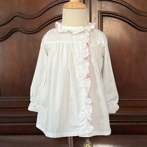 BELLA BLISS White Ruffled Button-Up Blouse with Pink Trim Size 2T